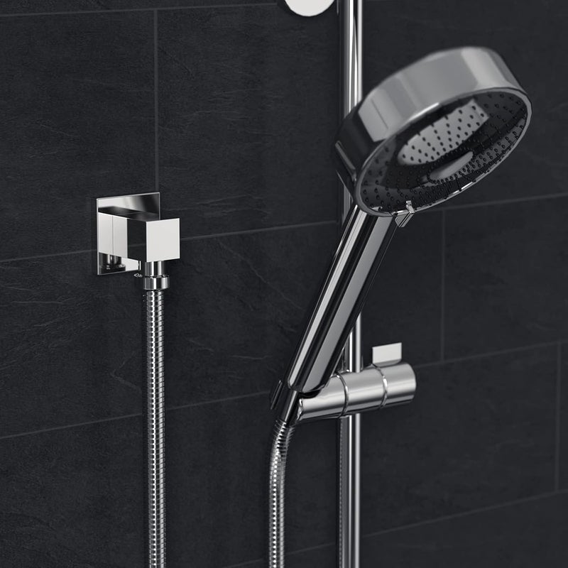 Lavatrum 100% Brass Wall Supply Elbow For Hand Shower, Solid Brass Square Wall Elbow With Check Valve (Square, Polished Chrome) - Image 5