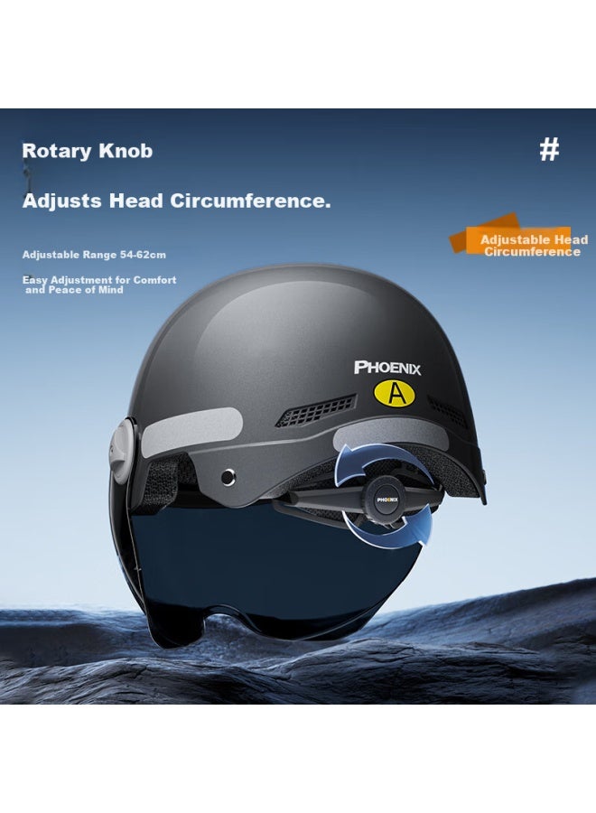 Phoenix New National Standard 3c Certified Electric Vehicle Helmet, All-season Universal, For Electric Motorcycles, Men And Women, Winter Safety Helmet, Half Helmet, 3c Obsidian Black - Image 2