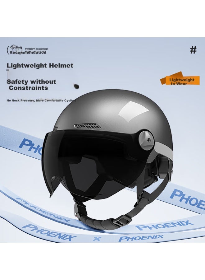 Phoenix New National Standard 3c Certified Electric Vehicle Helmet, All-season Universal, For Electric Motorcycles, Men And Women, Winter Safety Helmet, Half Helmet, 3c Obsidian Black - Image 5