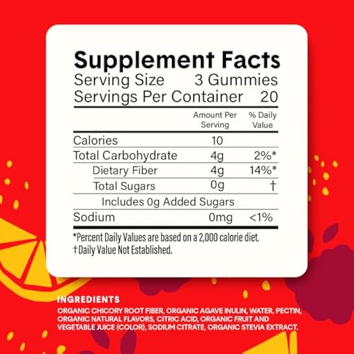 Bellway Super Fiber Gummies for Adults - Sugar Free Organic Fiber Supplement Gummies with 4g of Fiber per Serving - Prebiotic Chicory Root Fiber for Digestive Gut Health, Raspberry Lemon, 60 Count - Image 5