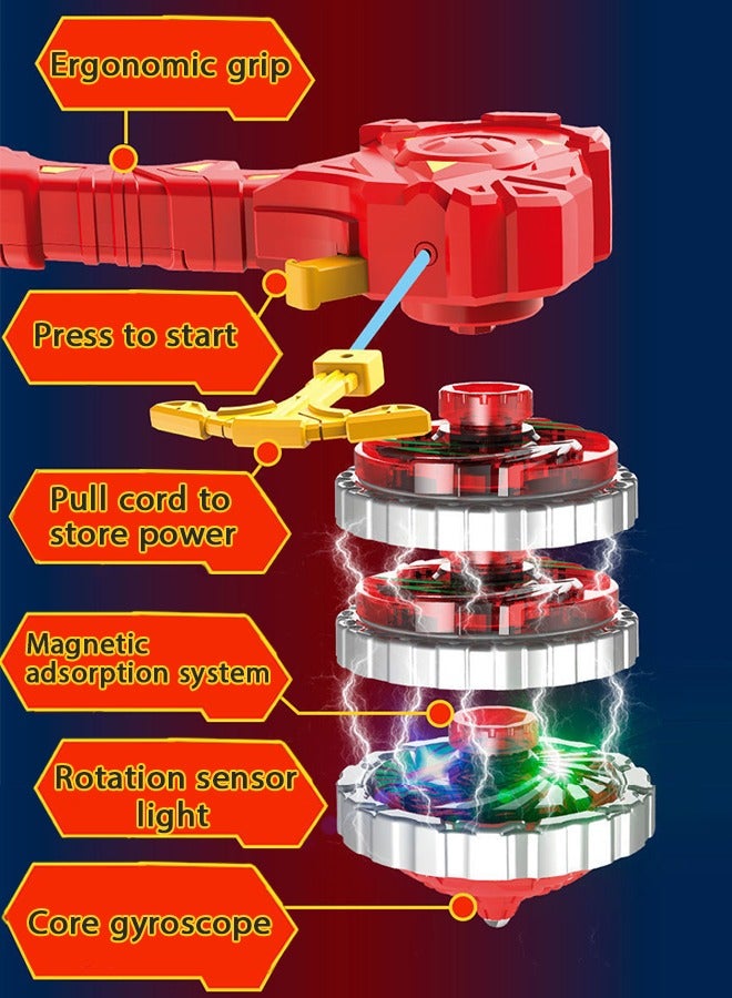 Lemon 2 Pcs Gyro Battling Top Burst Blade Gyro Toy Battle  Launcher with Custom Launcher Handle (Red and Blue) - Image 3