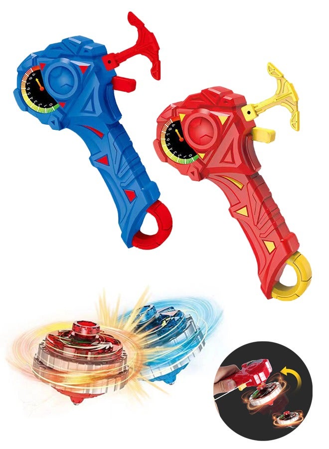 Lemon 2 Pcs Gyro Battling Top Burst Blade Gyro Toy Battle  Launcher with Custom Launcher Handle (Red and Blue) - Image 1