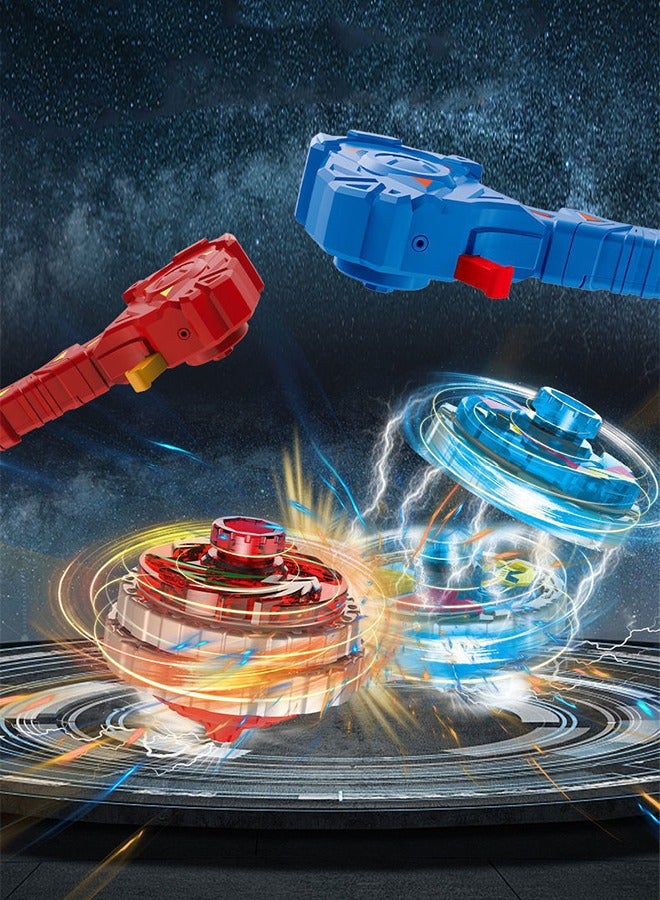 Lemon 2 Pcs Gyro Battling Top Burst Blade Gyro Toy Battle  Launcher with Custom Launcher Handle (Red and Blue) - Image 4