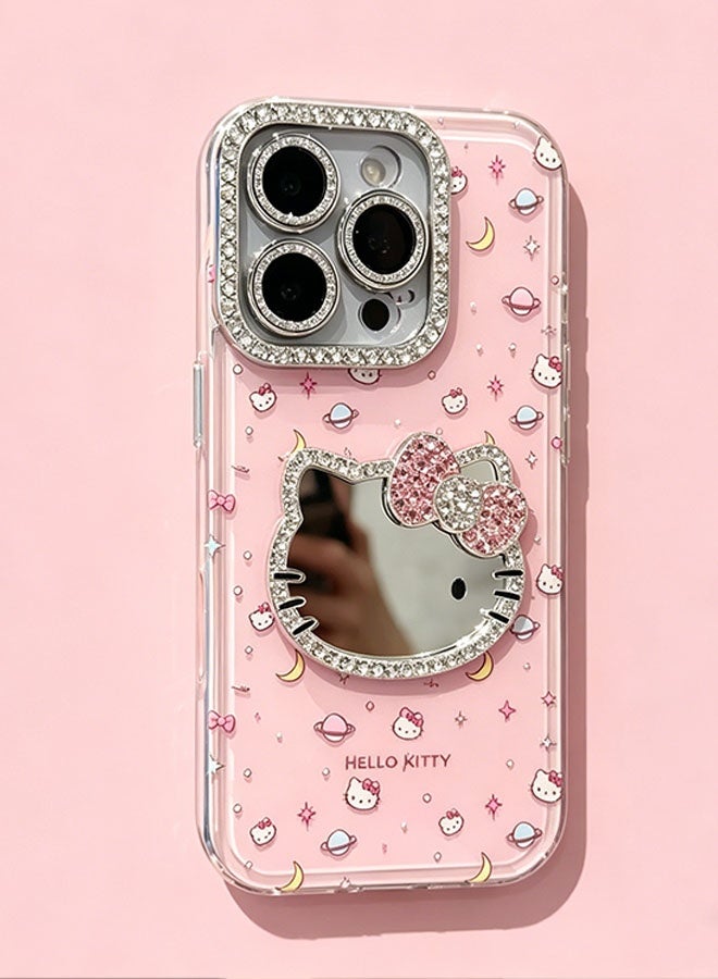 Hello Kitty iPhone 17 Pro Hello Kitty phone case, cute Hello Kitty pattern protective cover, with mirror, suitable for women and girls, anti-yellowing, scratch-resistant, ultra-thin, compatible with iPhone 17 Pro accessories (pink) - Image 3