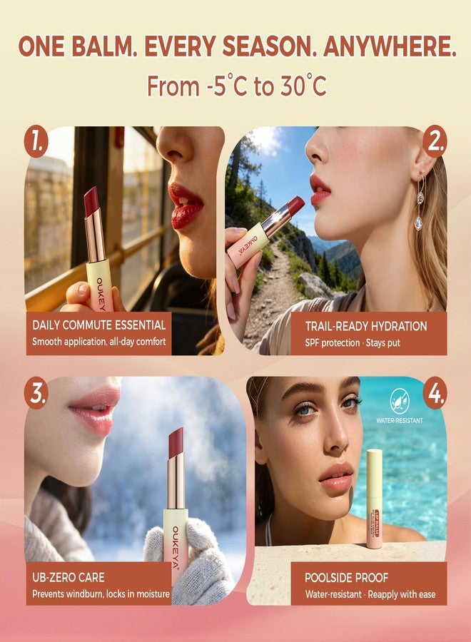 OUKEYA 3 In-1 Tallow Lip Balm | Beef Tallow & Beeswax for Dry Cracked Lips | SPF Lip Balm | Long-Lasting Natural Tinted Lipstick, Magnetic Metal Tube - Image 4