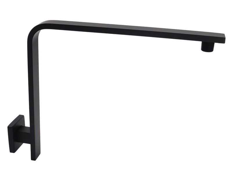 Aquaiaw High Rise Shower Arm and Flange, 10.5 inch, Solid Brass, Square, Matte Black, Gooseneck Raised Shower Head Arm W/Escutcheon, Both Soldered 1/2 NPT Tapered Threads, Wall Mount Shower Extension - Image 1