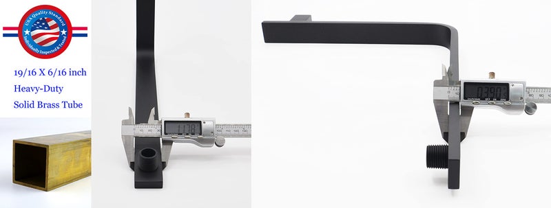 Aquaiaw High Rise Shower Arm and Flange, 10.5 inch, Solid Brass, Square, Matte Black, Gooseneck Raised Shower Head Arm W/Escutcheon, Both Soldered 1/2 NPT Tapered Threads, Wall Mount Shower Extension - Image 4