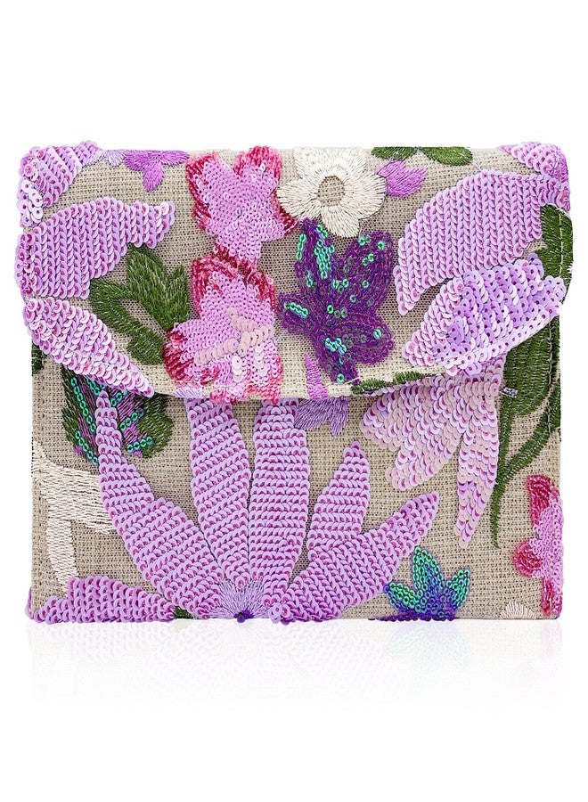 KOLODOGO Embroidered Sequin Wedding Clutch Purse for Women - Beaded Floral Envelope Evening Bag |Slim Party Handbag| Wedding, Prom (Purple) - Image 1