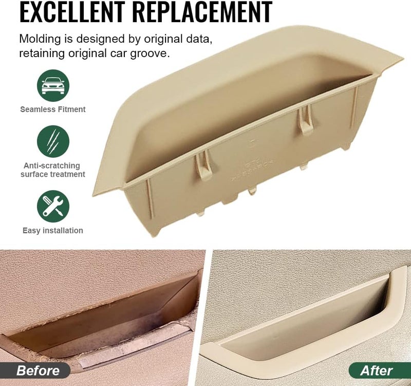 GZYF for BMW X3 X4 Door Armrest Cover,Car Interior Door Handle Pull Trim, Driver Side Container Trim Door Armrest Handle Storage Box Cover for BMW X3 F25 2010-2016, X4 F26 2014-2017,Beige - Image 3