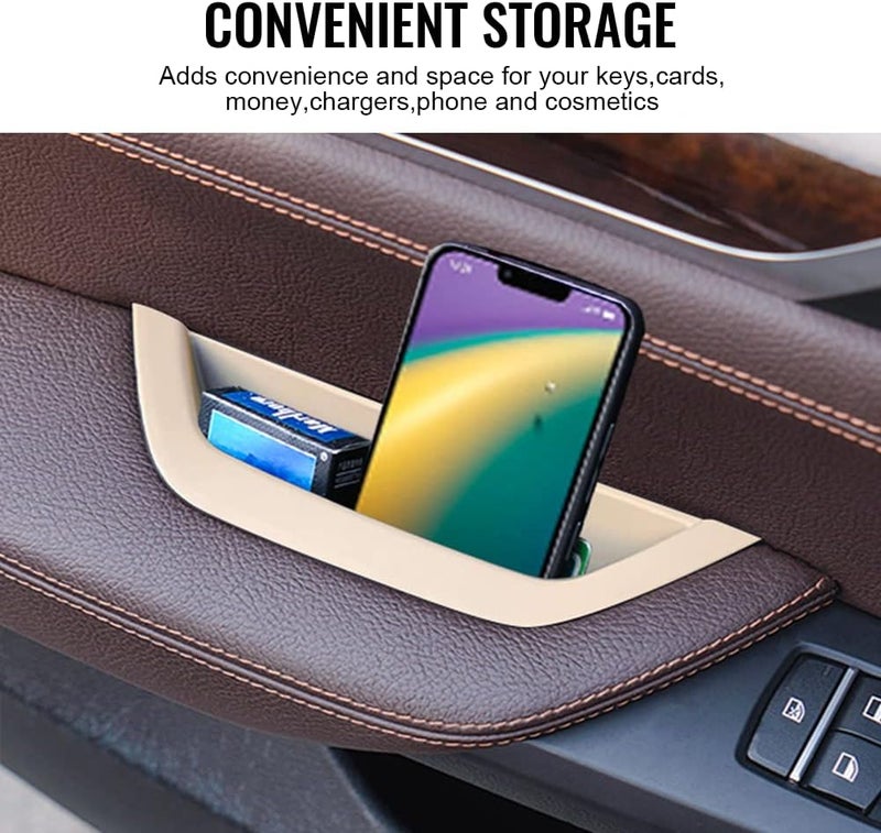 GZYF for BMW X3 X4 Door Armrest Cover,Car Interior Door Handle Pull Trim, Driver Side Container Trim Door Armrest Handle Storage Box Cover for BMW X3 F25 2010-2016, X4 F26 2014-2017,Beige - Image 5