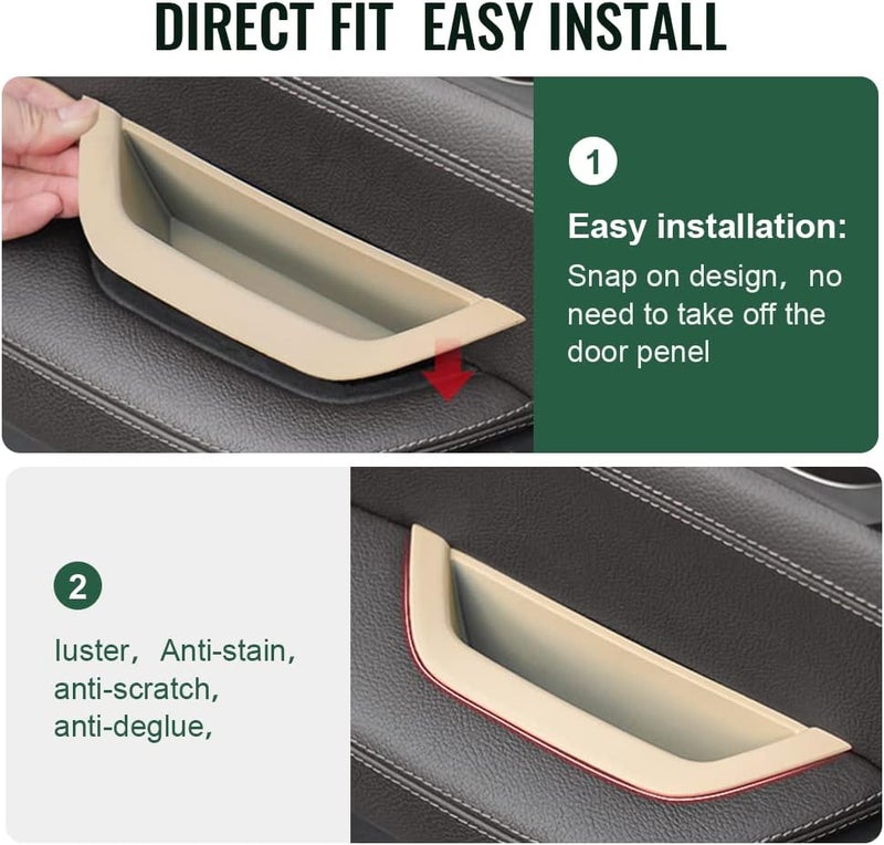 GZYF for BMW X3 X4 Door Armrest Cover,Car Interior Door Handle Pull Trim, Driver Side Container Trim Door Armrest Handle Storage Box Cover for BMW X3 F25 2010-2016, X4 F26 2014-2017,Beige - Image 4