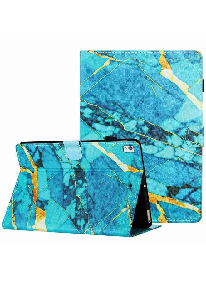 HuHa Case Cover For Samsung Galaxy Tab A7 2020 T500 Marble Pattern Stitching Smart Leather Tablet Case Gold Blue 