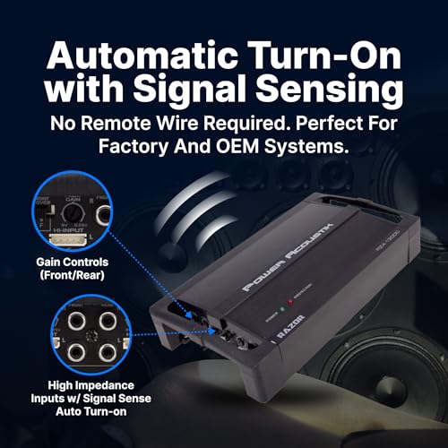 POWER ACOUSTIK مضخم صوت سيارة باور أكوستيك RZ4-1200D 4 قنوات فئة D – مضخم صوت سيارة مدمج مع معالج صوت رقمي – مضخم صوت سيارة كامل النطاق فئة D مع تشغيل تلقائي وطاقة MOSFET - Image 4
