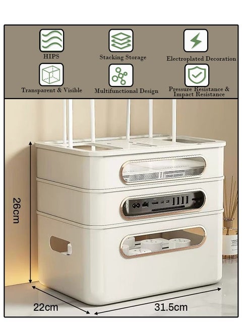 Router Shelf WiFi Router Storage Box Multi Layer Cable Storage Box Hidden Wire Protection Box(3 Layer)