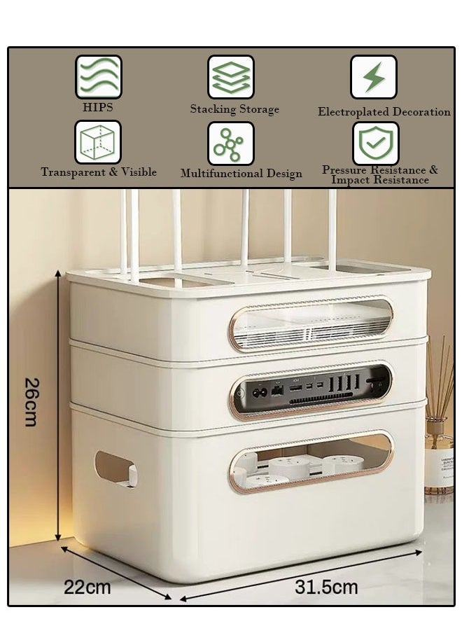Generic Router Shelf WiFi Router Storage Box Multi Layer Cable Storage Box Hidden Wire Protection Box(3 Layer)  - Image 1