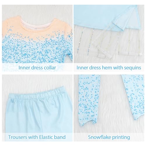 LZH Little Girls Dress Princess Fancy Halloween Costume Outfits Pants Long Sleeve Dress up+Accessories Blue - Image 5