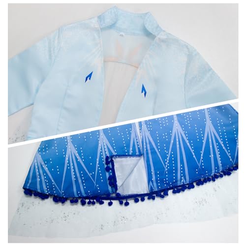 LZH Little Girls Dress Princess Fancy Halloween Costume Outfits Pants Long Sleeve Dress up+Accessories Blue - Image 4