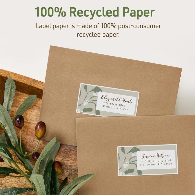 Avery EcoFriendly Recycled Shipping Labels, 2" x 4", White, Permanent Adhesive, Laser & Inkjet Printers, 1,000 Printable Labels, Great for Shipping and Mailing, Product Labels, and More (48163) - Image 3