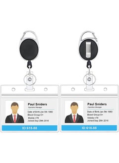 2PCS Oval Metal Buckle Zinc Alloy Telescopic Key Fob Easy To Pull Buckle PVC Waterproof Document Card PVC Horizontal Card
