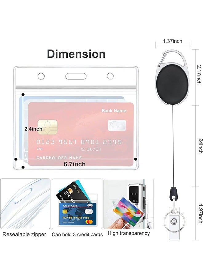 GBQ - 2PCS Oval Metal Buckle Zinc Alloy Telescopic Key Fob Easy To Pull Buckle PVC Waterproof Document Card PVC Horizontal Card - Image 1