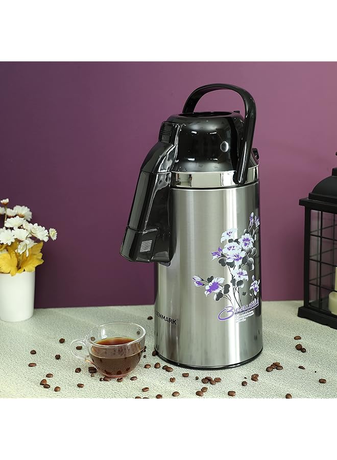 Olsenmark 3.0L Stainless Steel Vacuum Flask Insulated Flask Bottle Thermos Flask With Double Wall Design Jug Flask Vacuum Thermo Airpot Hot And Cool Portable Indoor Outdoor Use - Image 1