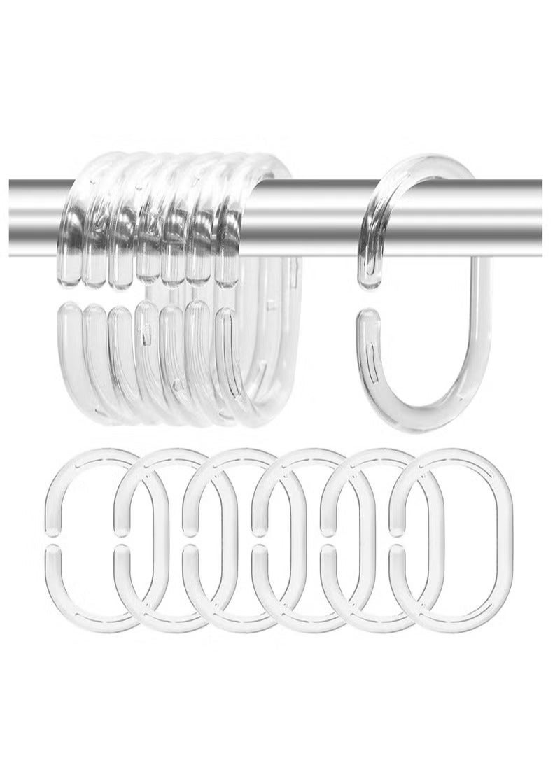 24 Pack Shower Curtain Ring Sliding Shower Curtain Ring Clip Transparent Plastic Curtain Ring Hook Bathroom Window Strip C Shaped Anti Rust Ring for Bathroom Shower  - Image 1