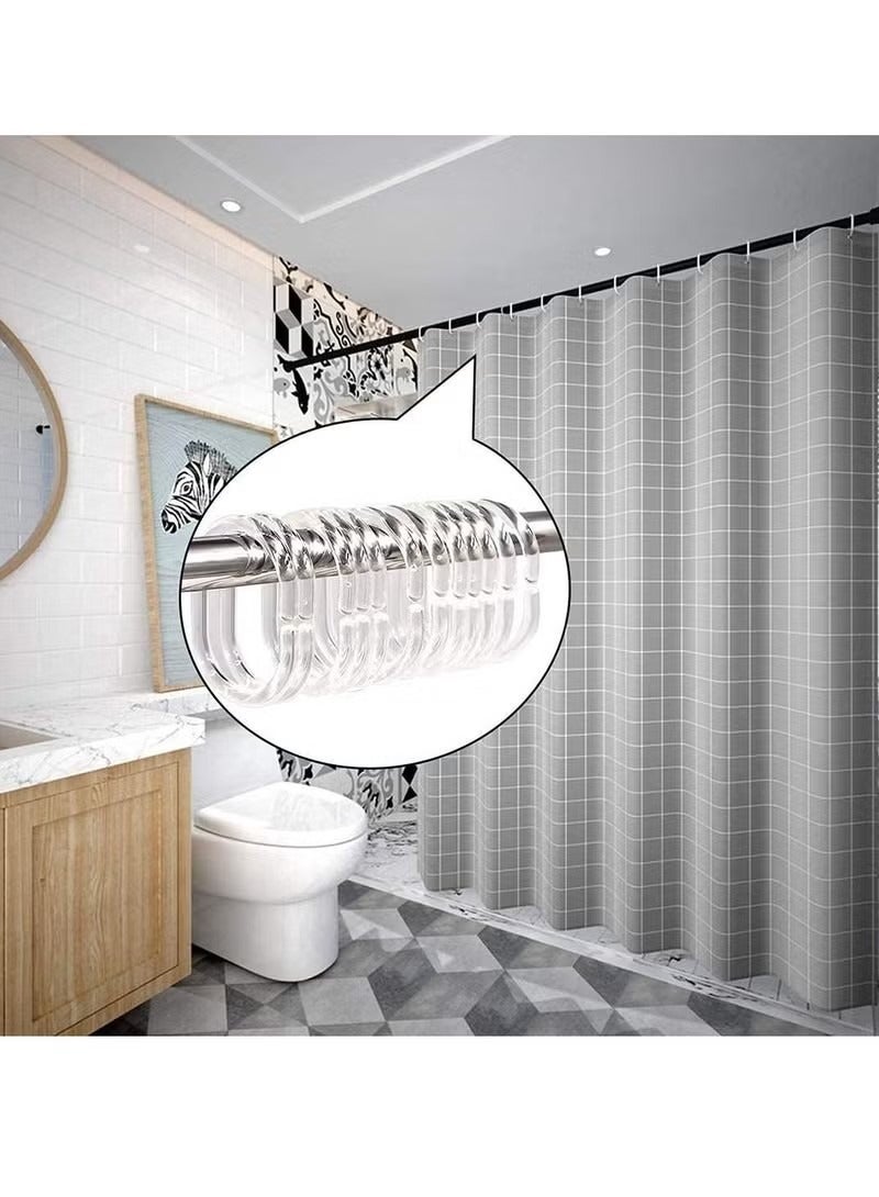 24 Pack Shower Curtain Ring Sliding Shower Curtain Ring Clip Transparent Plastic Curtain Ring Hook Bathroom Window Strip C Shaped Anti Rust Ring for Bathroom Shower  - Image 2