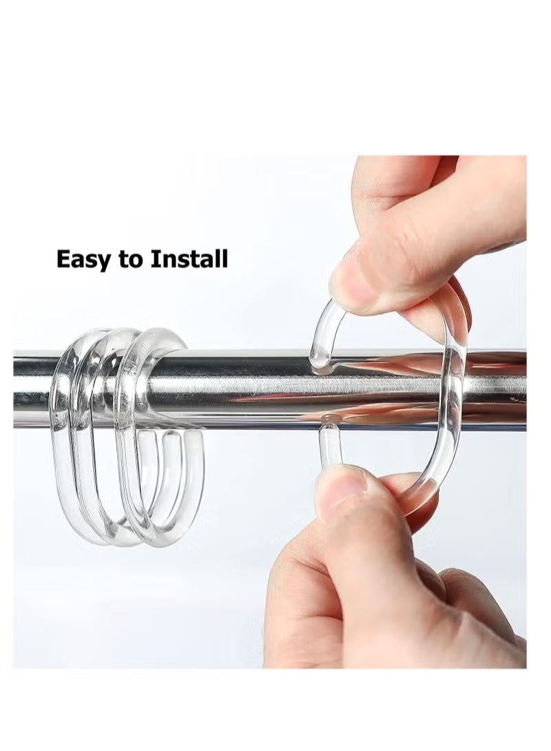 24 Pack Shower Curtain Ring Sliding Shower Curtain Ring Clip Transparent Plastic Curtain Ring Hook Bathroom Window Strip C Shaped Anti Rust Ring for Bathroom Shower  - Image 3