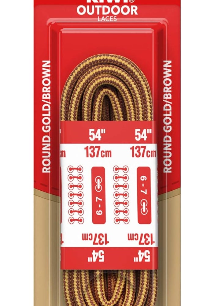 KIWI Outdoor Round Laces, Gold/Brown, 54 Inch, Durable and Braided, 1 Pair - Image 1