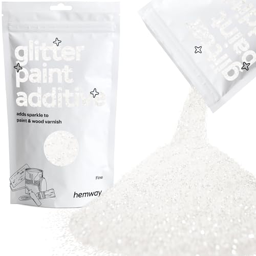 Hemway Glitter Paint Additive Crystals for Acrylic Emulsion Paint, Interior & Exterior Walls, Wood, Varnish, Matt, Gloss, Furniture 100g / 3.5oz - Fine (1/64" 0.015" 0.4mm) - White Iridescent - Image 1