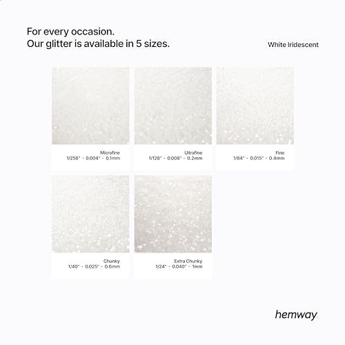 Hemway Glitter Paint Additive Crystals for Acrylic Emulsion Paint, Interior & Exterior Walls, Wood, Varnish, Matt, Gloss, Furniture 100g / 3.5oz - Fine (1/64" 0.015" 0.4mm) - White Iridescent - Image 3