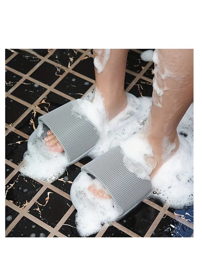 BAIG 2 Pcs Silicone Shower Foot Scrubber Foot Scrubber Foot Cleaner for Shower Silicone Washer Brush Massager Slipper with Non-Slip - Image 3