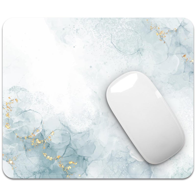 FROGIGO Square Mouse Pad with Stitched Edge, Premium Mousepad Washable Cloth. Computer Mouse Pad with Non-Slip Rubber Base, Mouse Pads for Computers Laptop Mouse 9.25x7.75x0.12 inch-Cyan Marble - Image 1