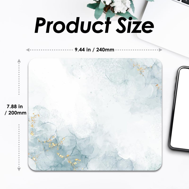 FROGIGO Square Mouse Pad with Stitched Edge, Premium Mousepad Washable Cloth. Computer Mouse Pad with Non-Slip Rubber Base, Mouse Pads for Computers Laptop Mouse 9.25x7.75x0.12 inch-Cyan Marble - Image 3