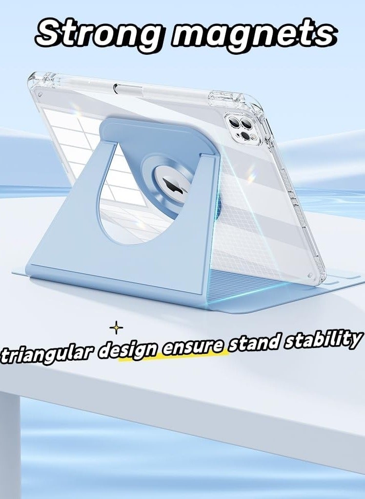 عام حافظة واقية، غطاء شفاف رقيق قابل للدوران بزاوية 360 درجة مع حامل للقلم لجهاز iPad بحجم 12.9 بوصة (أزرق، iPad Pro12.9 (2022/2021/2020/2018)) - Image 3