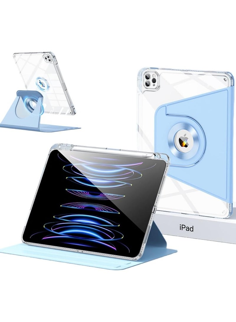 عام حافظة واقية، غطاء شفاف رقيق قابل للدوران بزاوية 360 درجة مع حامل للقلم لجهاز iPad بحجم 12.9 بوصة (أزرق، iPad Pro12.9 (2022/2021/2020/2018)) - Image 1