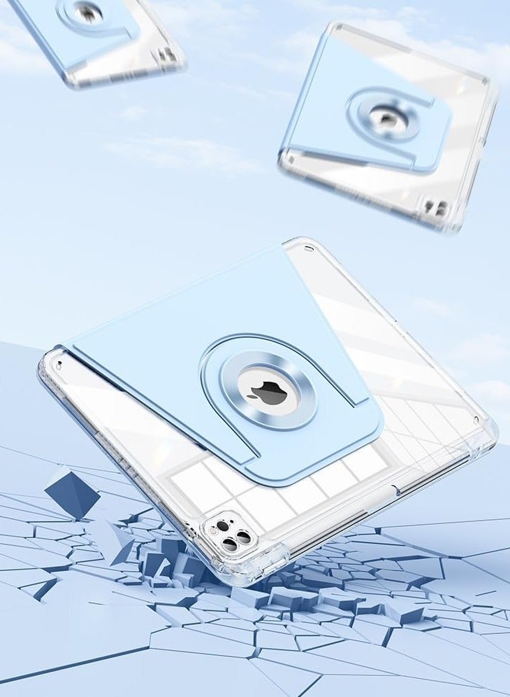 عام حافظة واقية، غطاء شفاف رقيق قابل للدوران بزاوية 360 درجة مع حامل للقلم لجهاز iPad بحجم 12.9 بوصة (أزرق، iPad Pro12.9 (2022/2021/2020/2018)) - Image 5