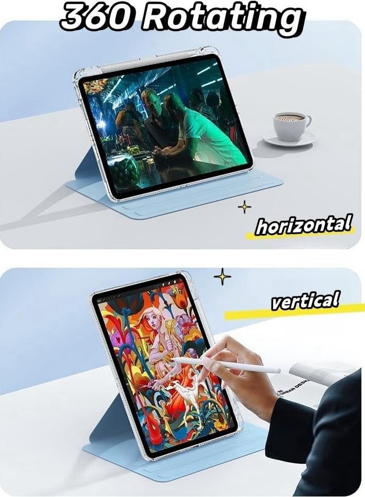 عام حافظة واقية، غطاء شفاف رقيق قابل للدوران بزاوية 360 درجة مع حامل للقلم لجهاز iPad بحجم 12.9 بوصة (أزرق، iPad Pro12.9 (2022/2021/2020/2018)) - Image 2