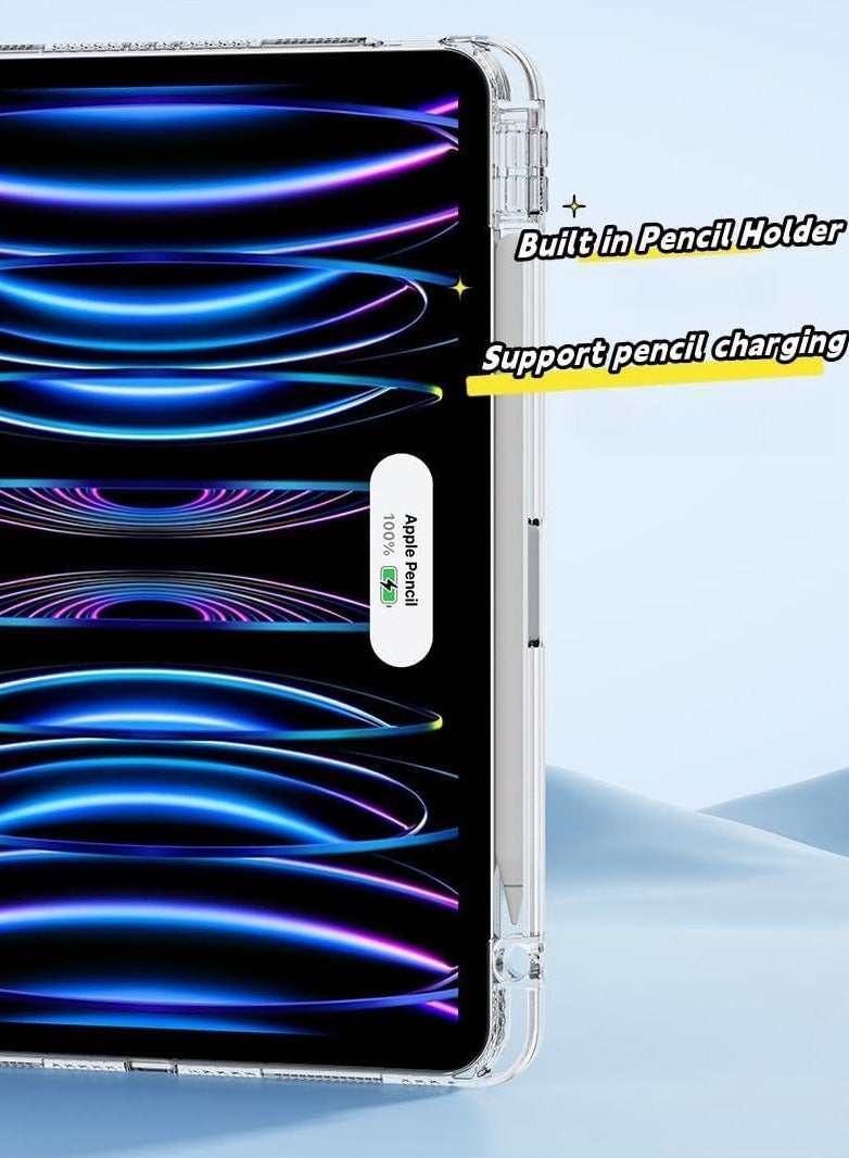 عام حافظة واقية، غطاء شفاف رقيق قابل للدوران بزاوية 360 درجة مع حامل للقلم لجهاز iPad بحجم 12.9 بوصة (أزرق، iPad Pro12.9 (2022/2021/2020/2018)) - Image 4