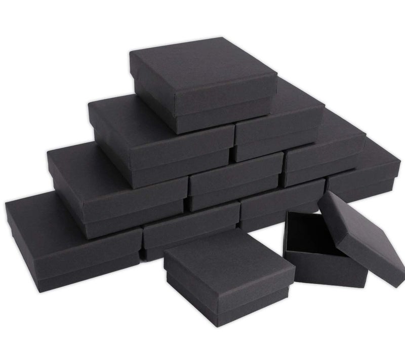 dedoot Kraft Jewelry Boxes Pack of 30 Square Cardboard Jewelry Gift Box 28x28x12 Inch Small Necklace Ring Earring Kraft Box for Jewelry Set with Velvet Cushion Black
