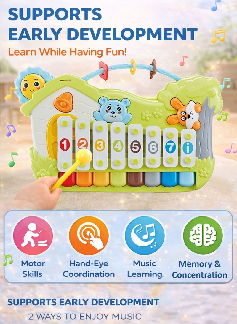 Oobidoo 2-in-1 Kids Musical Piano & Xylophone Toy 8 Key Educational Music Instrument for Toddlers Baby Learning Keyboard with Number Keys Melody Cards Hammer Play Montessori Early Development Toy for Boys Girls 6 Months Plus - Image 5