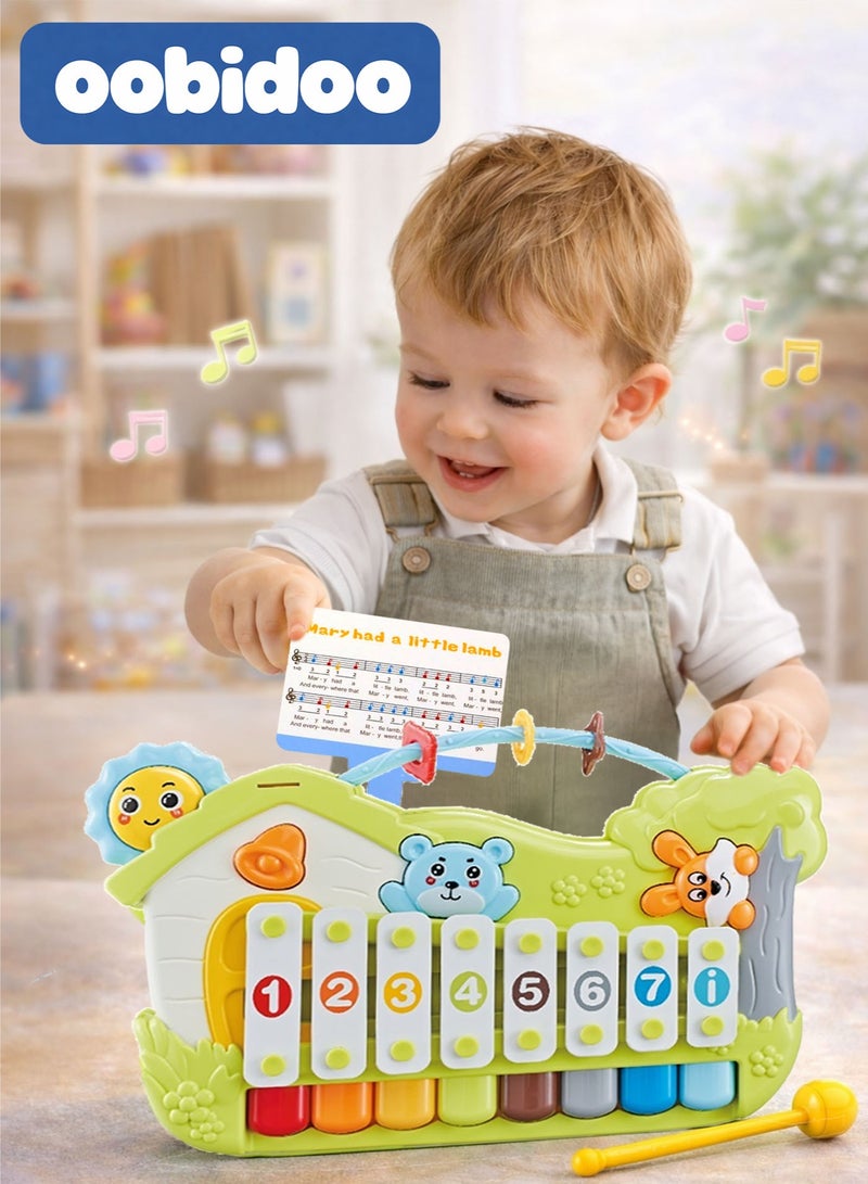Oobidoo 2-in-1 Kids Musical Piano & Xylophone Toy 8 Key Educational Music Instrument for Toddlers Baby Learning Keyboard with Number Keys Melody Cards Hammer Play Montessori Early Development Toy for Boys Girls 6 Months Plus - Image 4
