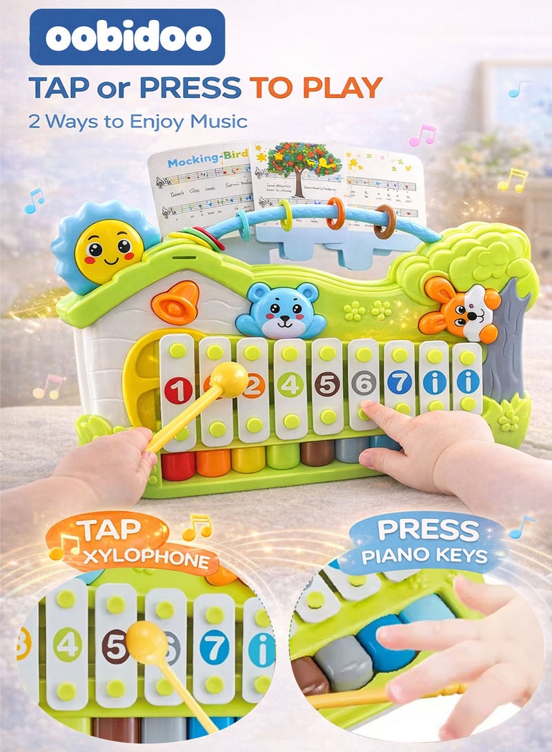 Oobidoo 2-in-1 Kids Musical Piano & Xylophone Toy 8 Key Educational Music Instrument for Toddlers Baby Learning Keyboard with Number Keys Melody Cards Hammer Play Montessori Early Development Toy for Boys Girls 6 Months Plus - Image 3