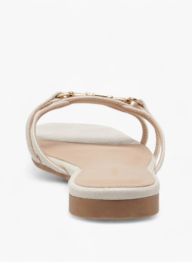 Flora Bella By Shoexpress Women Metal Accent Slip-On Flat Sandals
