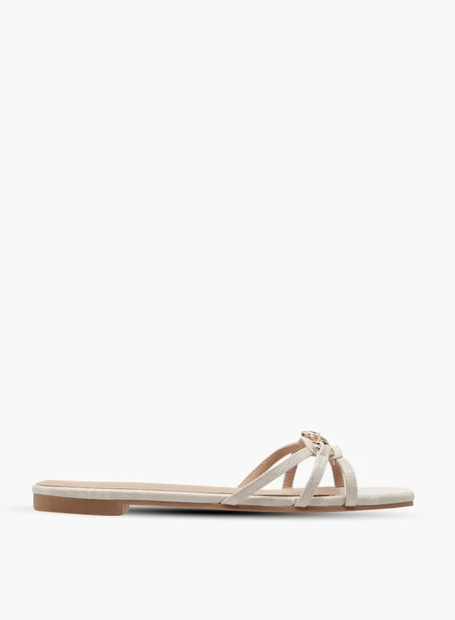 Flora Bella By Shoexpress Women Metal Accent Slip-On Flat Sandals