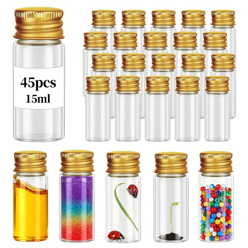 45 Pcs Clear PET Plastic Vials With Gold Aluminum Caps For Liquids And Cosmetics - Image 2