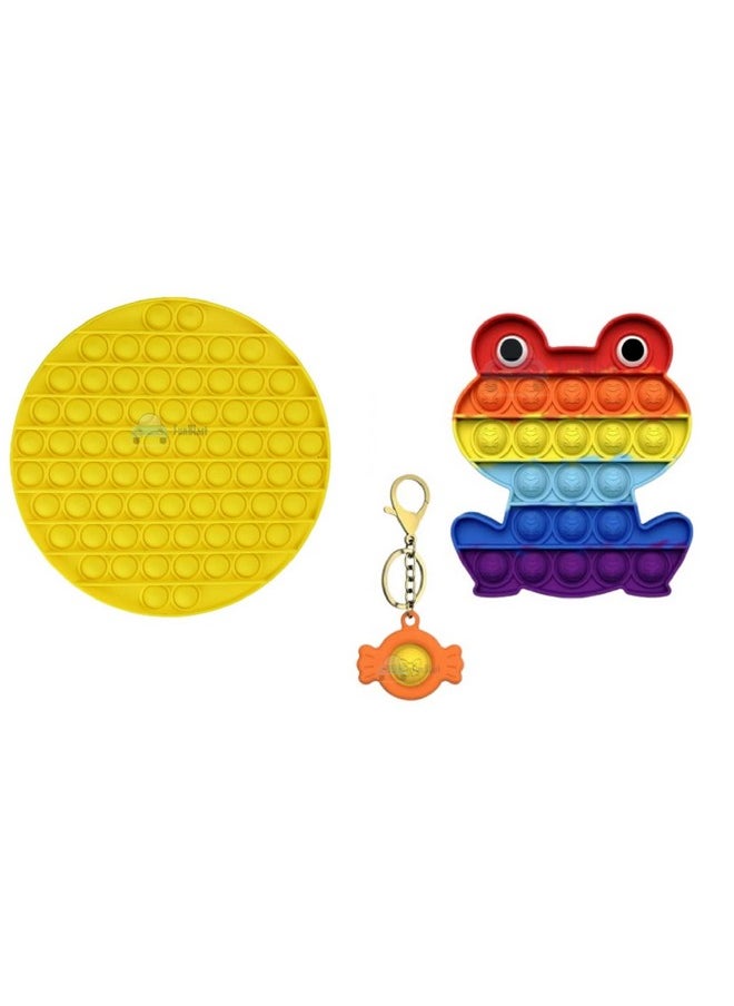 FunBlast FunBlast Pop it Set, Pop Bubble Fidget Toys, Pop it Keychain, Kids Toy Jumbo Pop it Toys Set - Pack of 3 Real Silicone Fidget Pop It, Keychain Toy for Kids, Bubble Toy for Kids  - Image 1