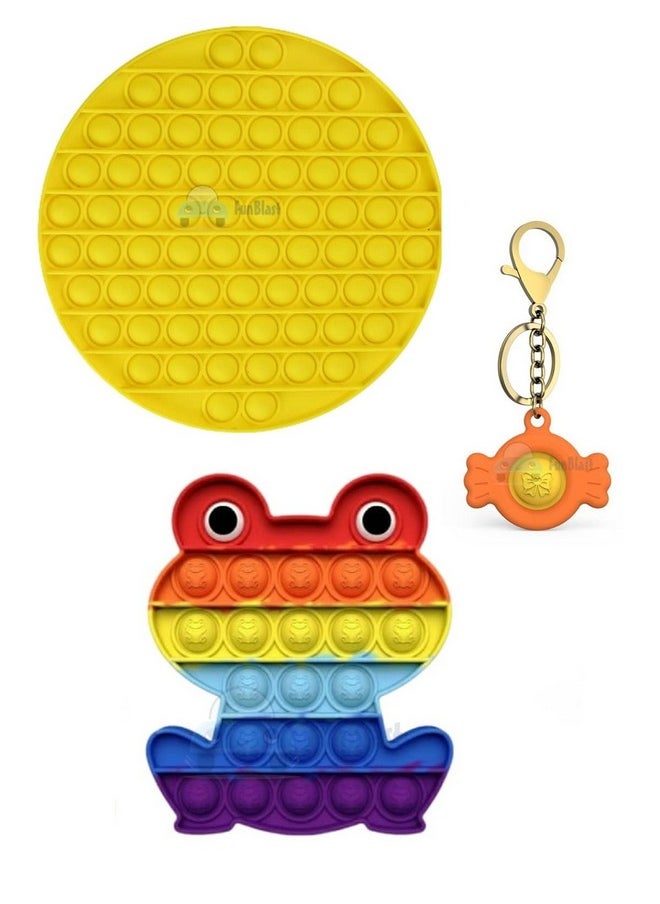 FunBlast FunBlast Pop it Set, Pop Bubble Fidget Toys, Pop it Keychain, Kids Toy Jumbo Pop it Toys Set - Pack of 3 Real Silicone Fidget Pop It, Keychain Toy for Kids, Bubble Toy for Kids  - Image 4