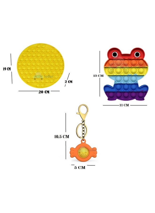 FunBlast FunBlast Pop it Set, Pop Bubble Fidget Toys, Pop it Keychain, Kids Toy Jumbo Pop it Toys Set - Pack of 3 Real Silicone Fidget Pop It, Keychain Toy for Kids, Bubble Toy for Kids  - Image 2