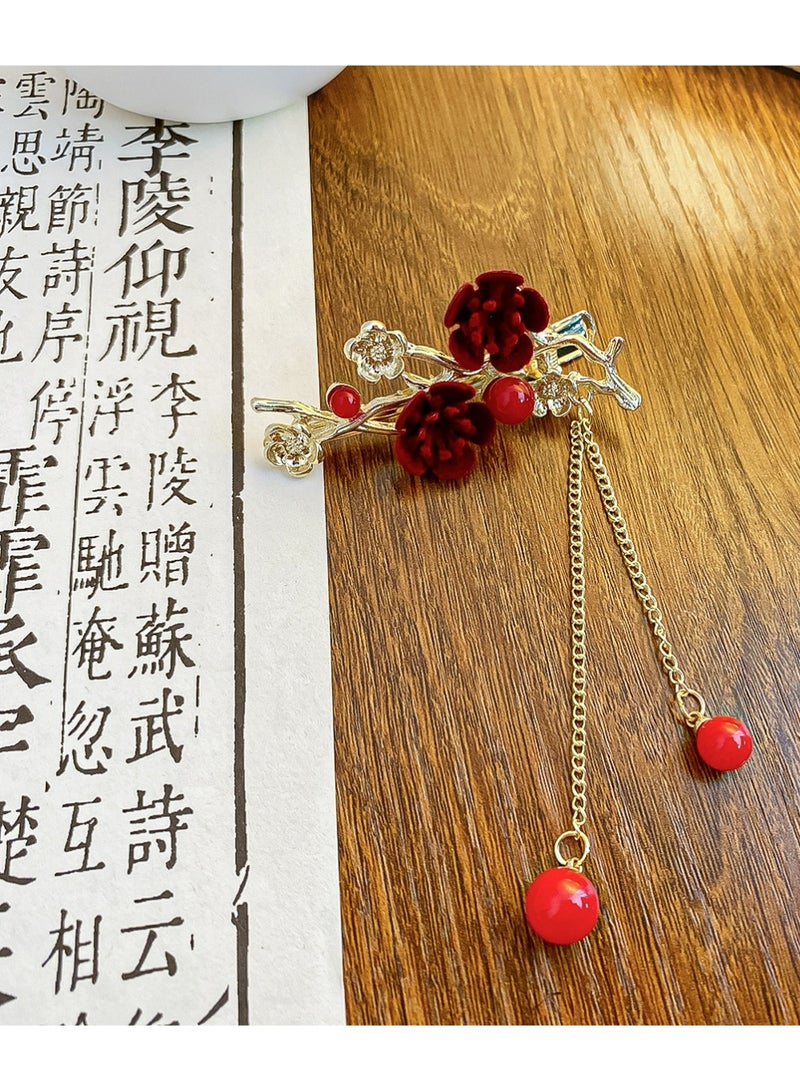 LLASIDO Set of  Hair Sticks Vintage Wooden Hair Clips Flower Hair Chopsticks Handmade Wooden Hair Clips Classic Hair Accessories Women's Long Curly Hair Classic - Image 4